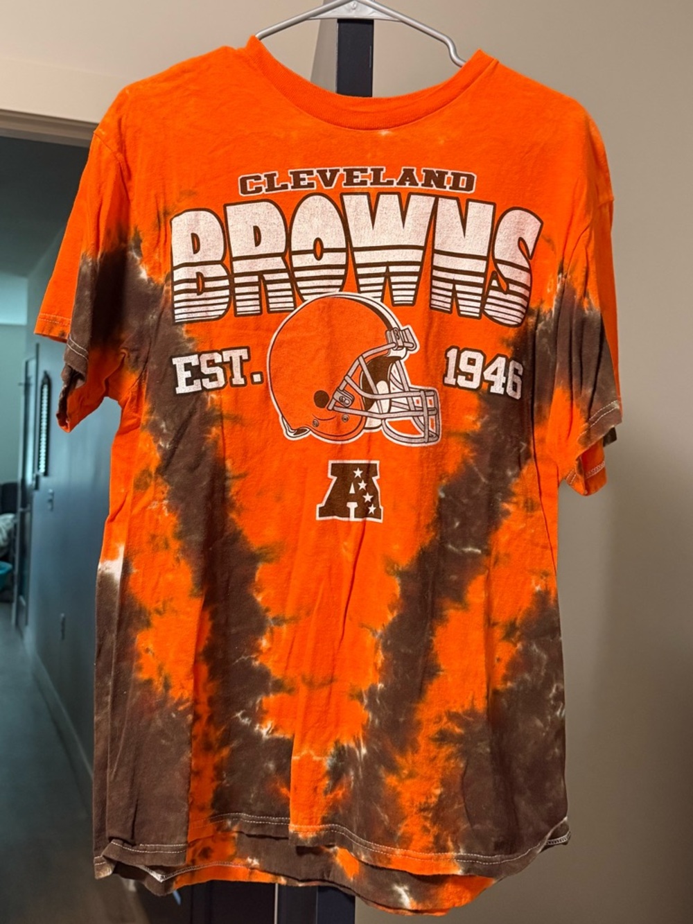 Cleveland Browns Tie-Dye Tee in Orange & Brown